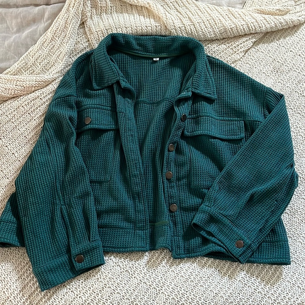 NWOT Waffle Cropped Shacket